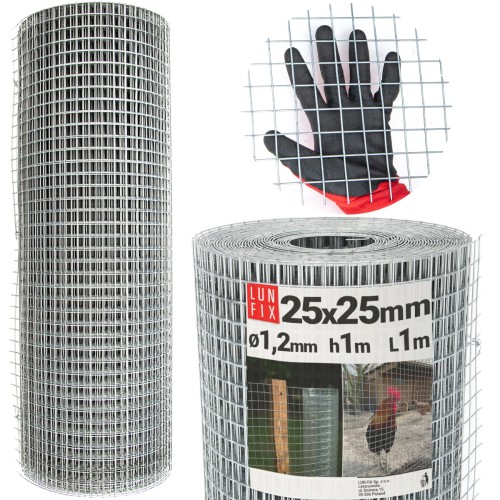 Svařované chovatelské pletivo oko 25x25 drát 1,2mm pozinkované h1m role 1m