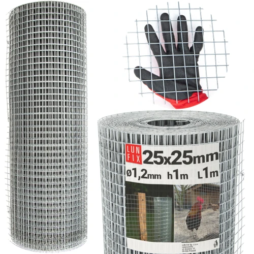 Svařované chovatelské pletivo oko 25x25 drát 1,2mm pozinkované h1m role 1m