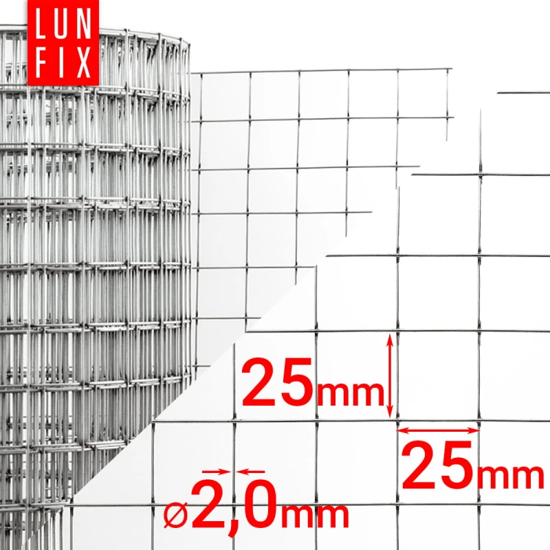 Svařované chovatelské pletivo oko 25x25 drát 2mm pozinkované h1m role 5m