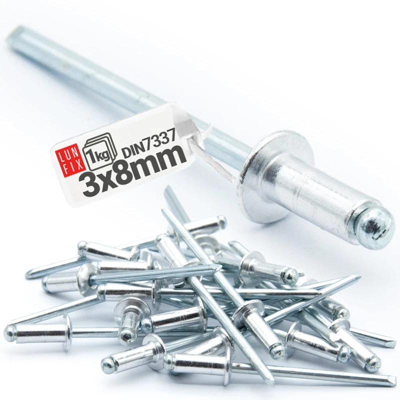 Nýt trhací 3x8mm hliník/ocel se zapuštěnou hlavou 1kg
