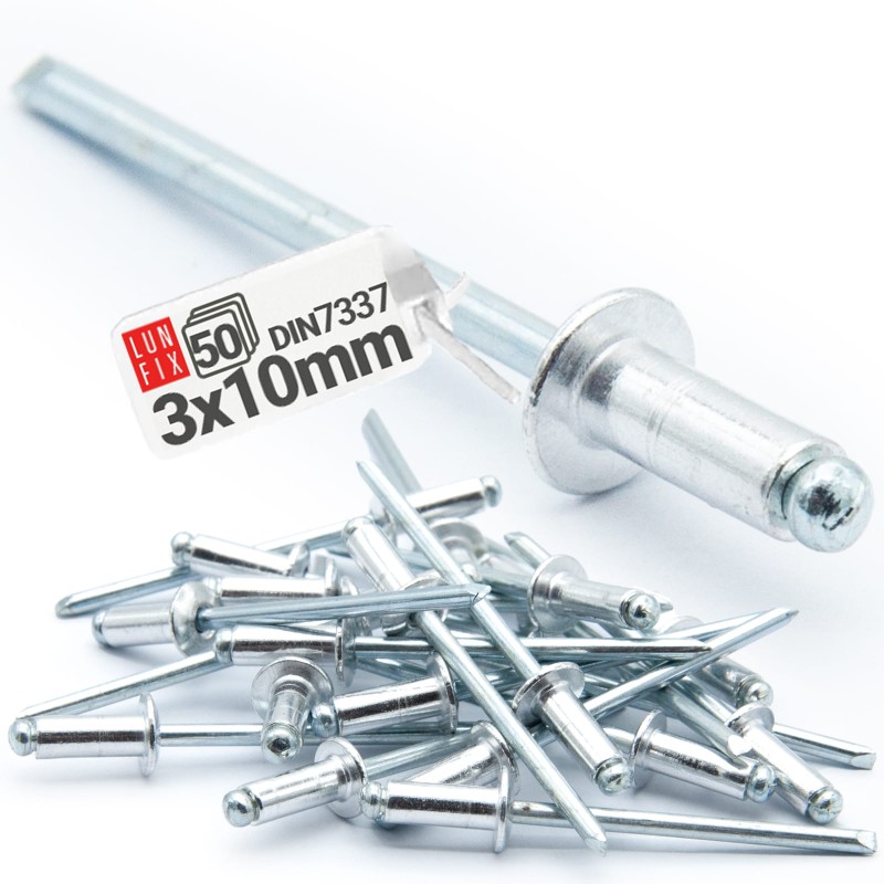 Nity zrywalne 3x10mm aluminiowo-stalowe 50szt.