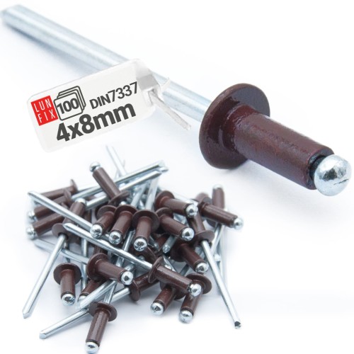 Nýt trhací 4x8mm hnědý RAL8017 100ks