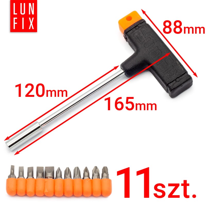 Wkrętak typ T śrubokręt zestaw nasadki bity 11 elementów
