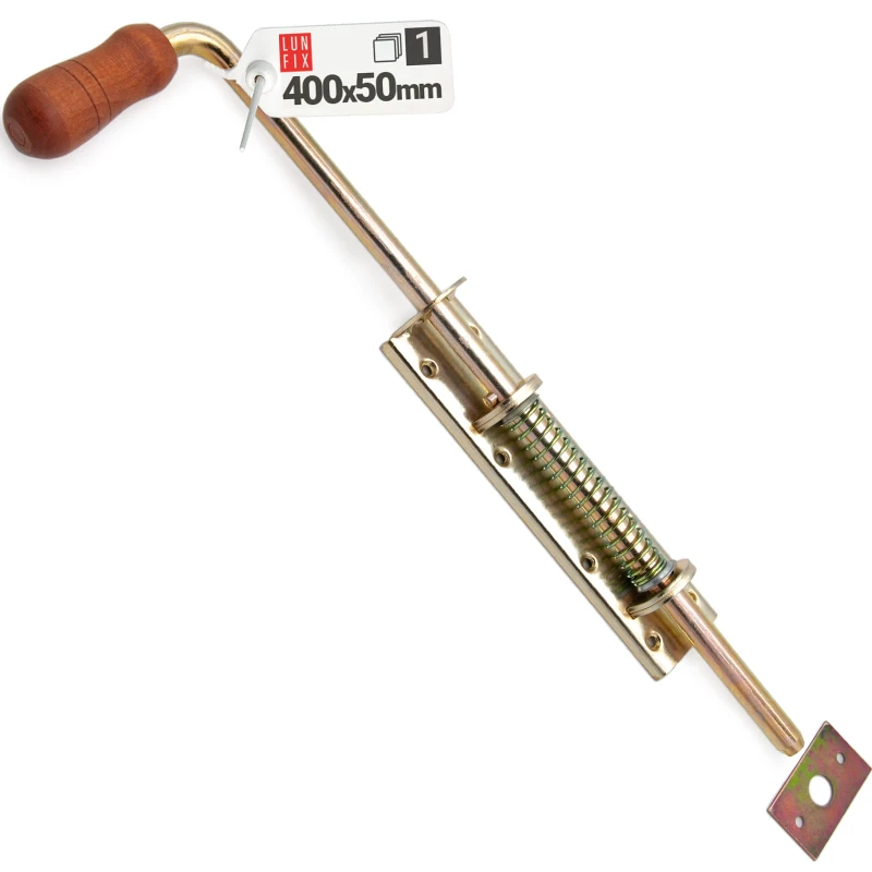 Zástrčka vratová 400x50mm s pružinou a dřevěnou koncovkou 1ks