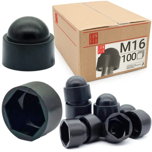 Krytka pro šrouby a matice se šestihrannou hlavou M16/22 černá 100 ks