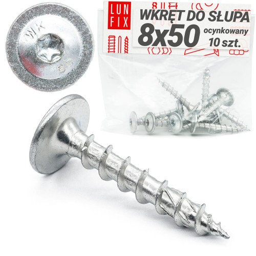 Talířový vrut 8x50 na kotevní patku 10ks.