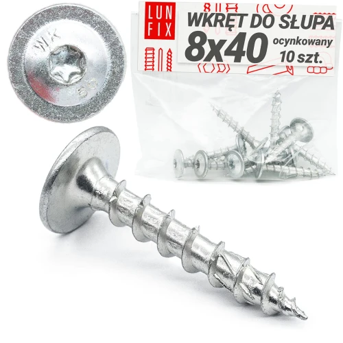 Talířový vrut 8x40 na kotevní patku 10ks.
