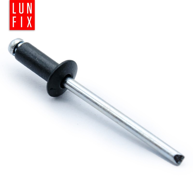 Nity zrywalne 4x8mm aluminiowo-stalowe CZARNY RAL9005 100szt.