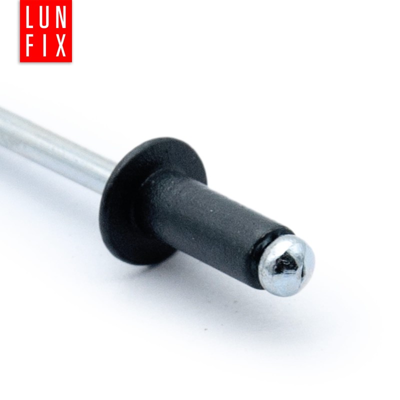Nity zrywalne 4x8mm aluminiowo-stalowe CZARNY RAL9005 100szt.