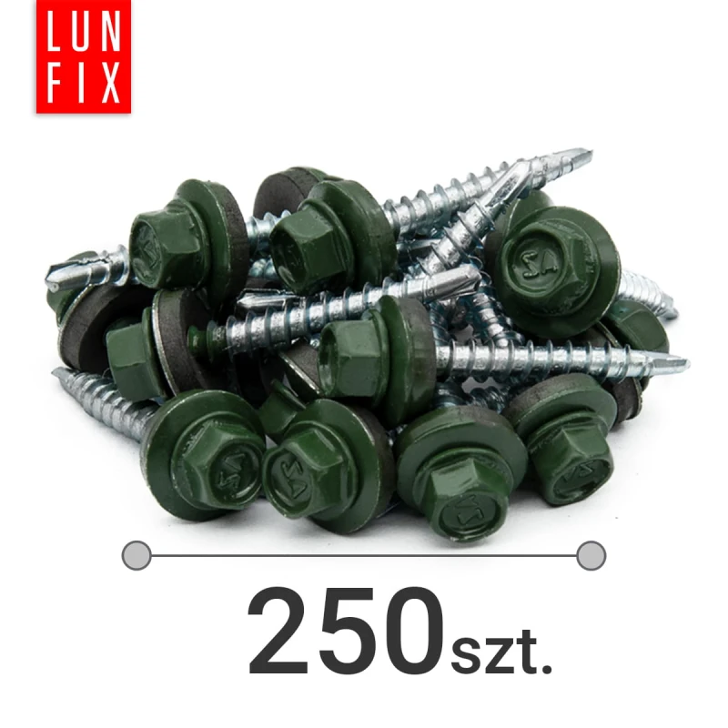 Samořezný vrut do plechu 4,8x25 zelený RAL 6020 250ks.