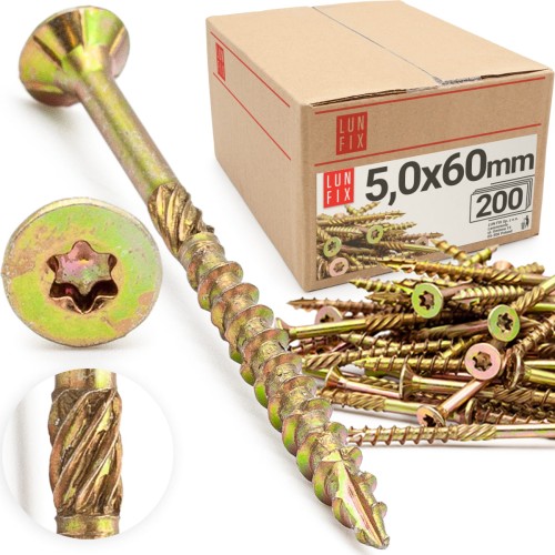 Tesařský vrut se zápustnou hlavou 5x60 200ks.