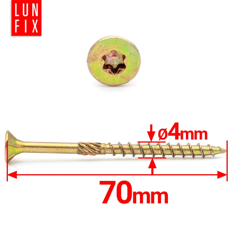 Tesařský vrut se zápustnou hlavou 4x70 250ks.