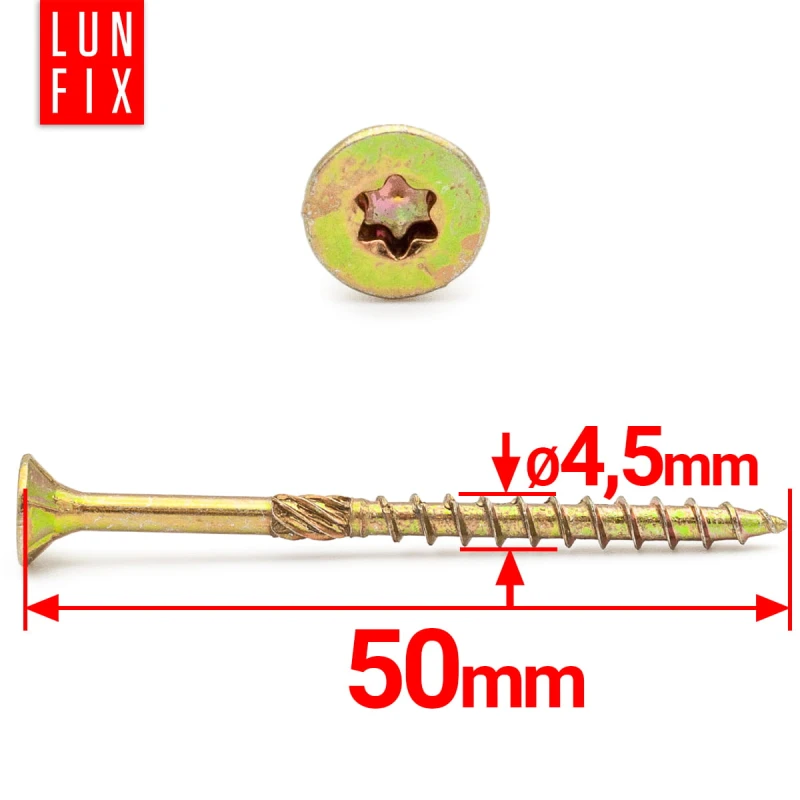 Tesařský vrut se zápustnou hlavou 4,5x50 200ks.