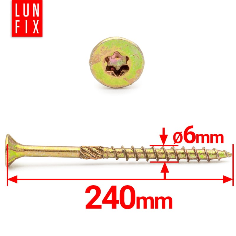 Wkręty ciesielskie stożkowe 6x240 do drewna KMWHT 100szt.