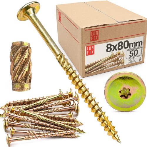 Tesařský talířový vrut 8x80 do dřeva WKCP 50ks.