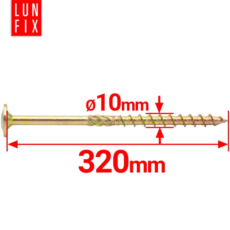 Wkręty ciesielskie talerzowe 10x320 do drewna WKCP 25szt.