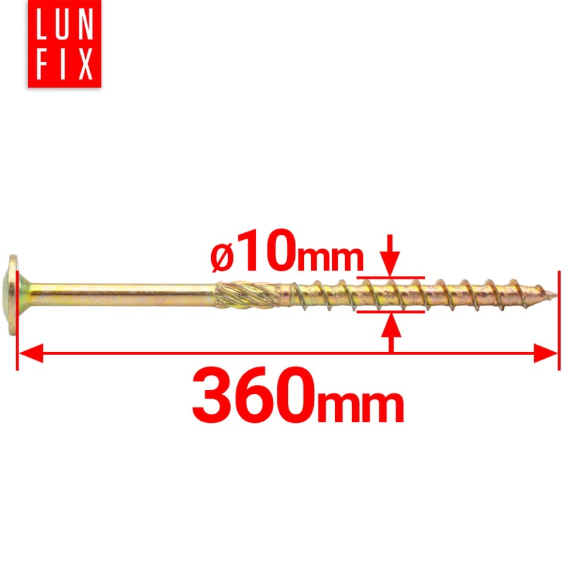 Wkręty ciesielskie talerzowe 10x360 do drewna WKCP 25szt.