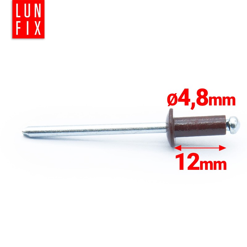 Nity zrywalne 4.8x12mm aluminiowo-stalowe BRĄZ RAL8017 100szt.