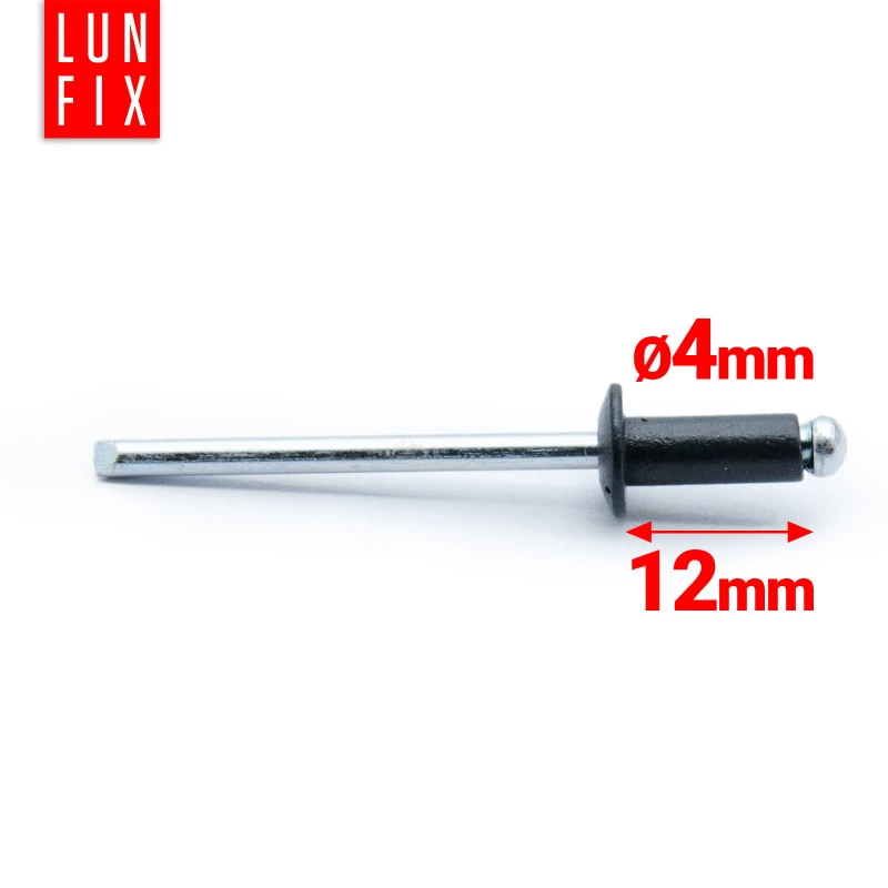 Nýt trhací 4x12mm hliník/ocel se zapuštěnou hlavou 100ks černý RAL9005