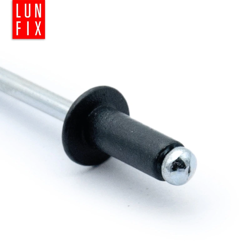 Nýt trhací 4,8x12mm hliník/ocel se zapuštěnou hlavou 100ks černý RAL9005