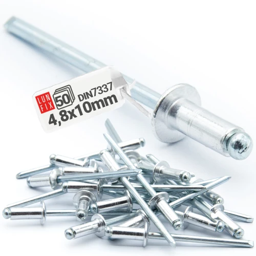 Nýt trhací 4,8x10mm hliník/ocel se zapuštěnou hlavou 50ks