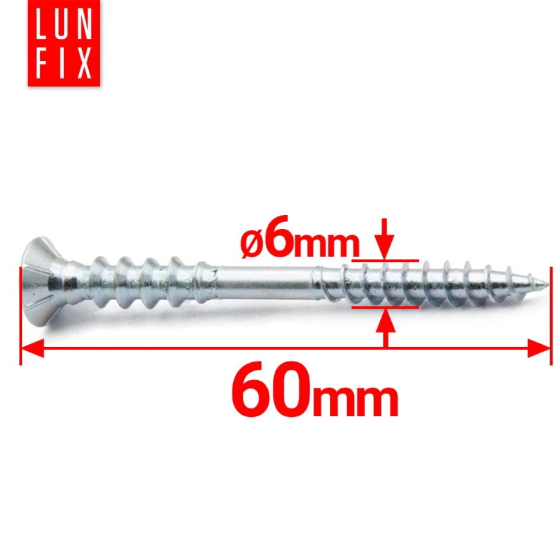 Distanční vrut 6x60 se zapustnou hlavou pozinkovaný TORX30 100ks
