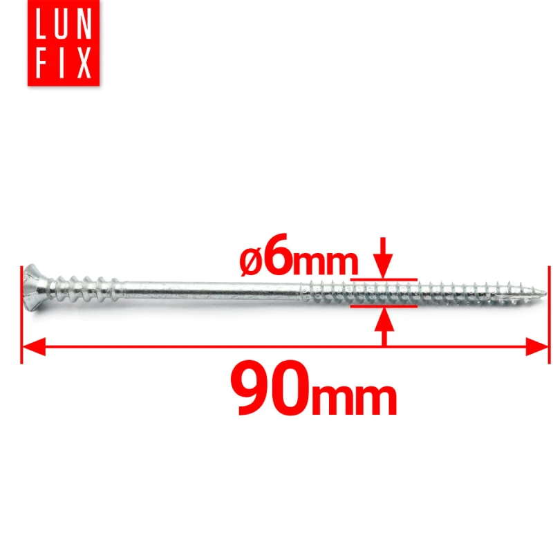 Distanční vrut 6x90 se zapustnou hlavou pozinkovaný TORX30 100ks
