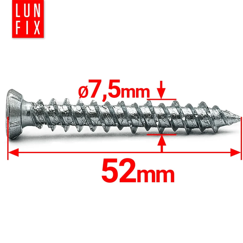 Vrut na okenní a dveřní rám 7.5x52 pozink 100 ks.