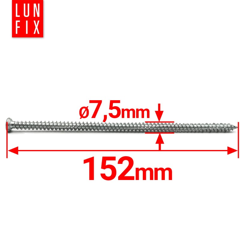 Wkręty do ościeżnic drzwi i okien 7,5x152mm ocynkowane 100szt.