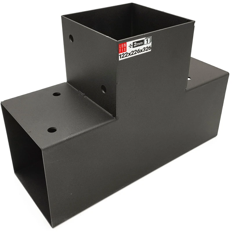Spojka trámů T 120x120mm čtvercová podpora na hranoly 3 konci
