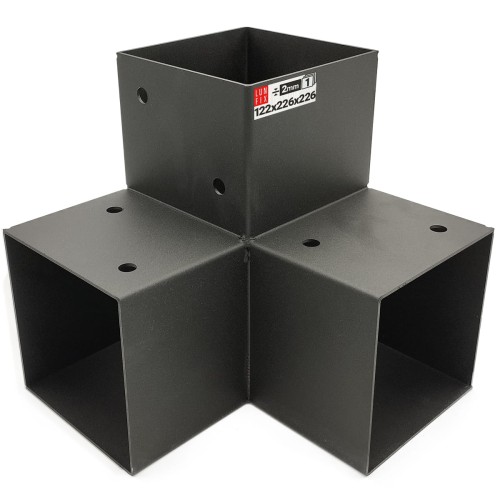 Spojka trámů Y 120x120mm čtvercová podpora na hranoly 3 konci