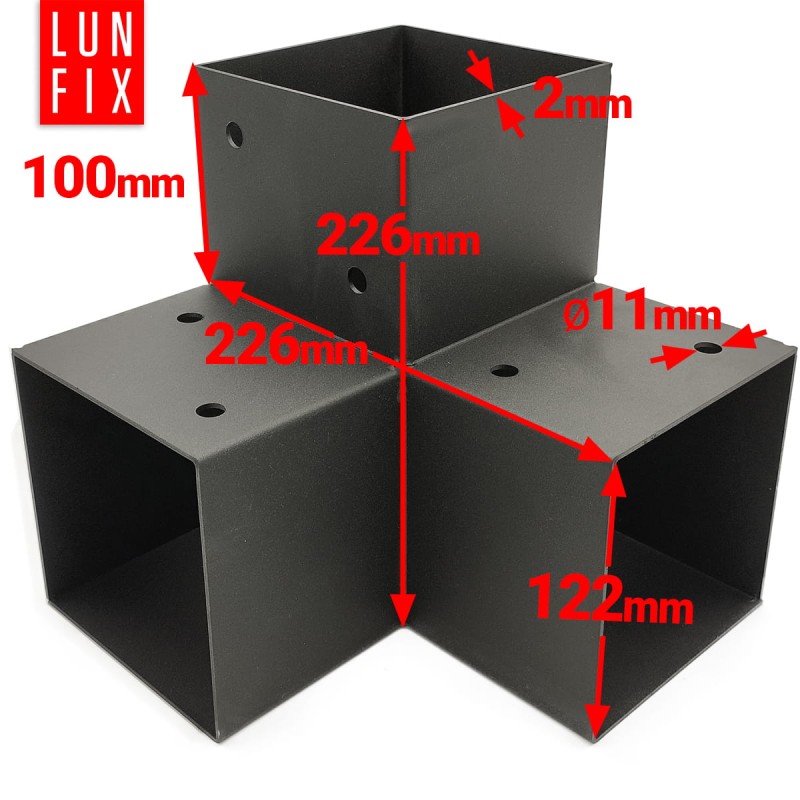 Łącznik belki kwadratowy Y 120x120mm wspornik do kantówek 3 końce