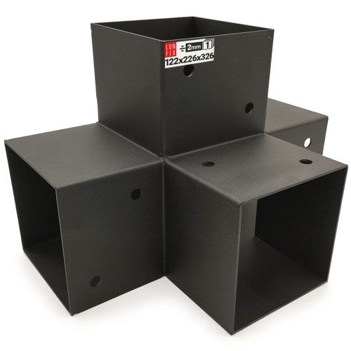 Spojka trámů X 120x120mm čtvercová podpora na hranoly 4 konci