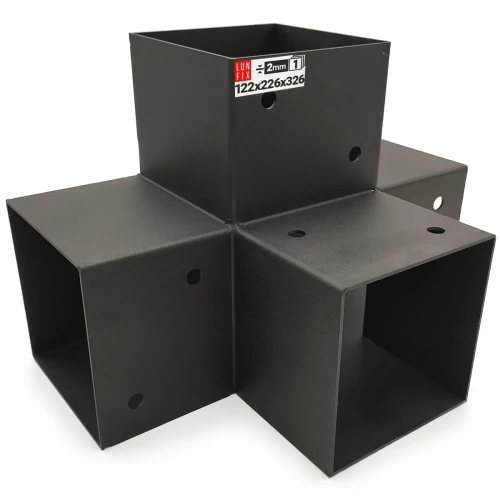 Spojka trámů X 120x120mm čtvercová podpora na hranoly 4 konci