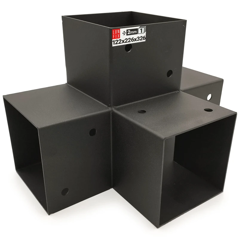 Spojka trámů X 120x120mm čtvercová podpora na hranoly 4 konci