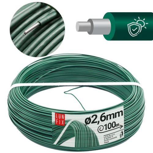 Napínací drát zelený pozinkovaný povlečený PVC 2,6 mm 100 m