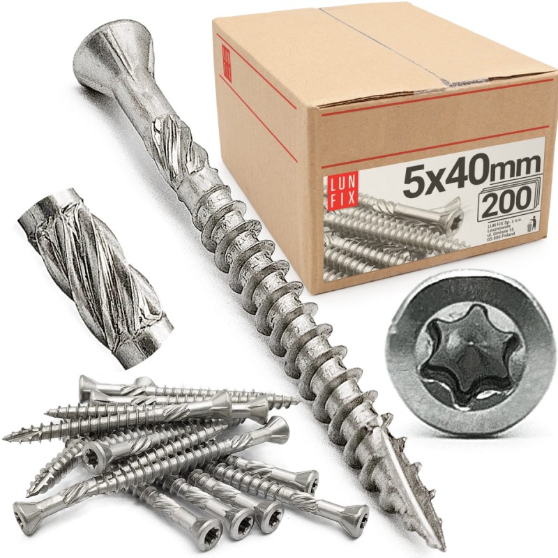 Wkręty tarasowe nierdzewne 5x40mm do deski tarasowej 200szt.