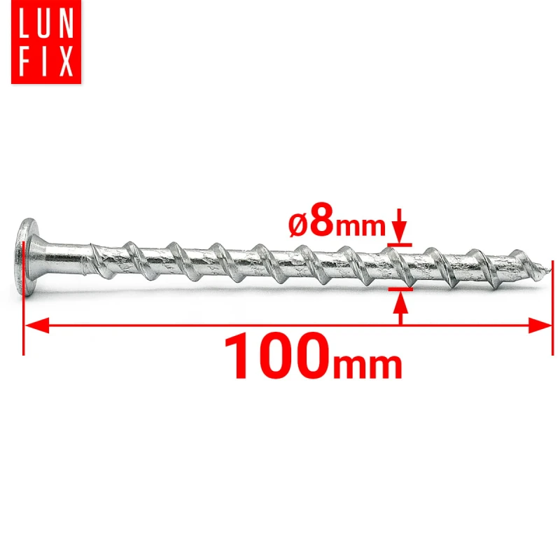 Vruty do pórobetonu 8x100 mm s talířovou hlavou a drážkou TX30, 50 ks.
