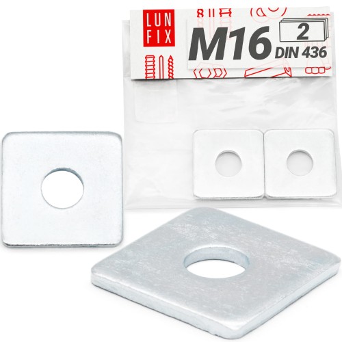 Pozinkovaná čtyřhranná podložka M16 50x50x4,5 mm 2 ks
