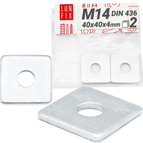 Pozinkovaná čtyřhranná podložka M14 40x40x4mm 2 ks