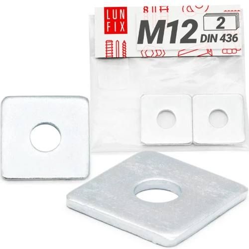 Pozinkovaná čtyřhranná podložka M12 40x40x3,5 mm (2 ks)