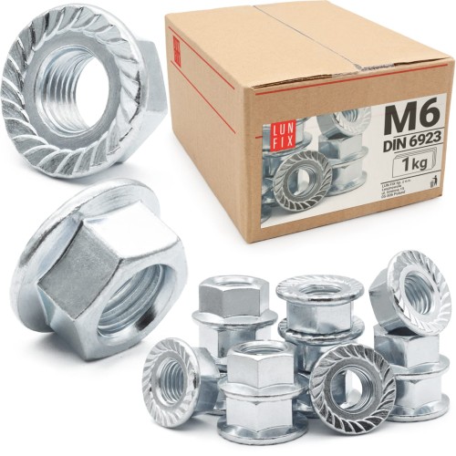 Ozubená matice M6 DIN 6923 pozinkovaná 1kg