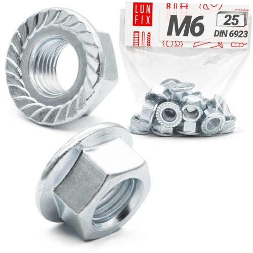 Ozubená matice M6 DIN 6923 pozinkovaná 25ks