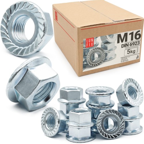 Ozubená matice M16 DIN 6923 pozinkovaná 5kg