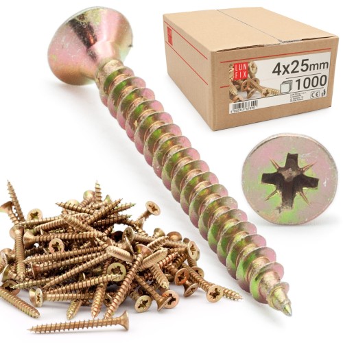 Vrut se zápustnou do dřeva a dřevotřísky 4x25 1000ks.