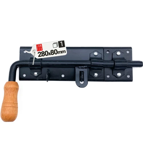 Zástrčka vratová 280x80mm černá s dřevěnou koncovkou pravá 1ks