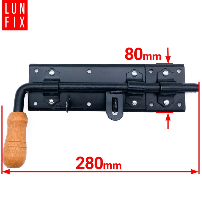 Zástrčka vratová 280x80mm černá s dřevěnou koncovkou pravá 1ks