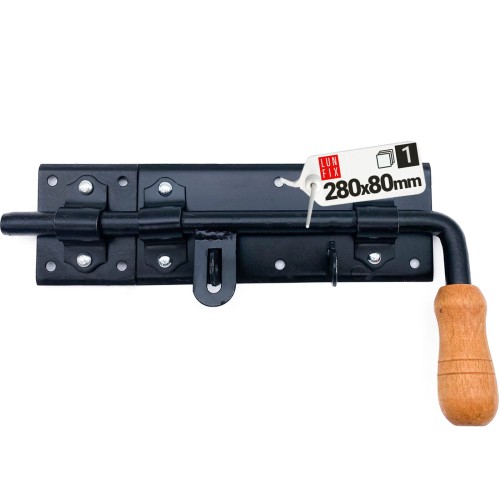 Zástrčka vratová 280x80mm černá s dřevěnou koncovkou levá 1ks