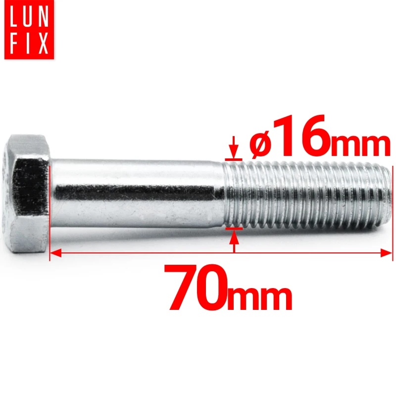 Metrický šroub M16x70 částečný závit DIN 931 třída 8.8 pozink. 1kg