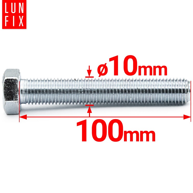 Śruba sześciokątna M10x100 ocynkowana DIN 933 klasa 8.8 1kg
